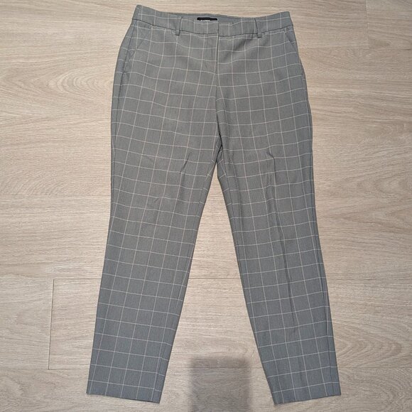 Express Columnist Mid Rise Ankle Gray Plaid Dress Pants stretch - Picture 1 of 7